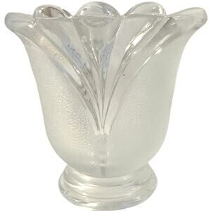 KIG Crystal Votive Candle Holder Clear/Frosted Glass Tulip Design Scalloped Rim